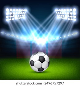 Soccer ball on the soccer field. Vector illustration