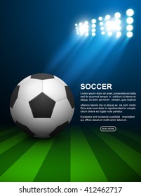 Soccer ball on field, vector illustration