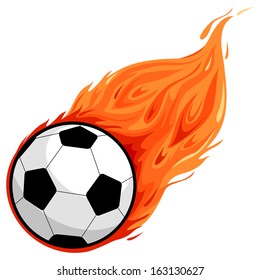 Soccer ball on fire. A burning football.  Vector illustration