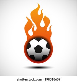 Soccer ball on fire icon. Vector illustration