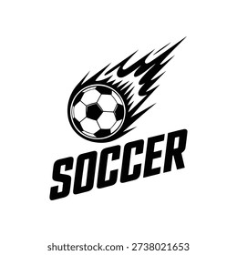 Soccer Ball on Fire Logo Vector: Dynamic Football Fireball Illustration for Sports Team Emblem, Tournament Branding, and Athletic Competition Design