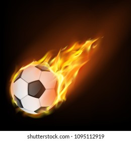 Soccer ball on fire with particles. illustration