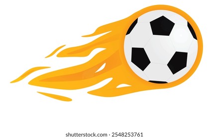 Soccer ball on fire sign. vector