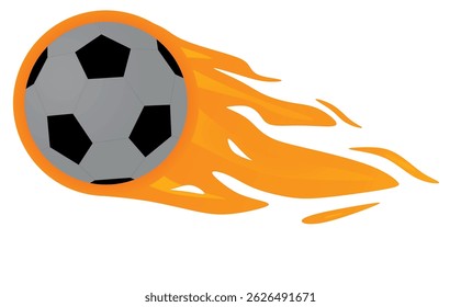 Soccer ball on fire sign. vector