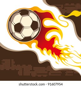 Soccer ball on fire. Vector illustration.
