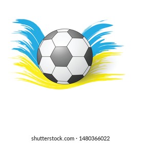  soccer ball on flag of Ukraine . Football banner. Flag of Ukraine 