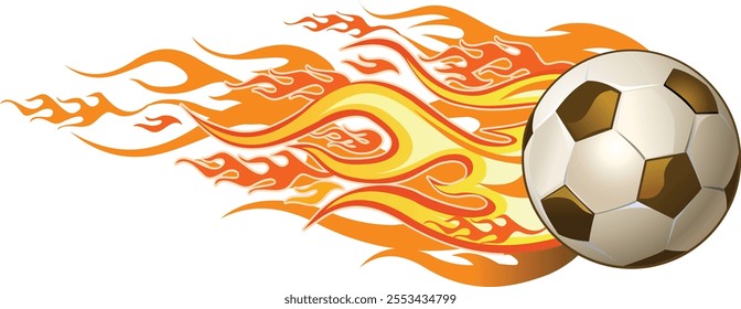 The soccer ball on flame