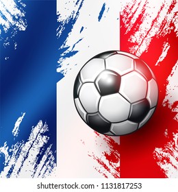 Soccer ball on France flag abstract backgrounds. Vector illustration.