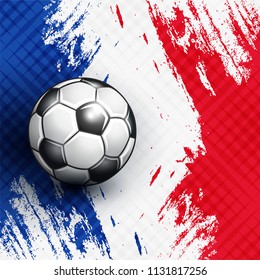 Soccer ball on France flag abstract backgrounds. Vector illustration.