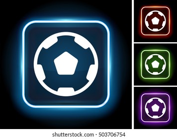 Soccer Ball on Glow Square Button