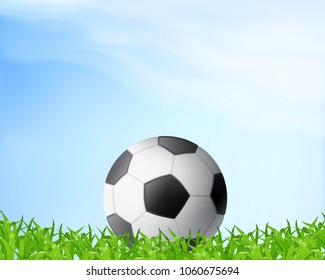 Soccer ball on grass background. EPS10 vector
