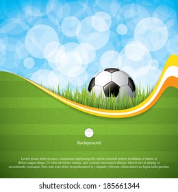 Soccer ball on grass background, vector