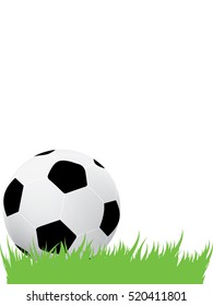 Soccer ball on grass background, vector illustration