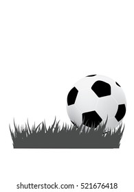 Soccer ball on grass background, vector illustration
