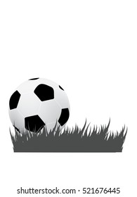 Soccer ball on grass background, vector illustration