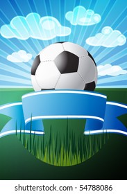 soccer ball on grass with blue sky, eps10 format