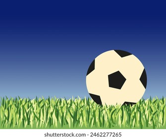 Soccer ball on the grass. Ball on a green soccer grass field. Vector stadium background. EPS 10.