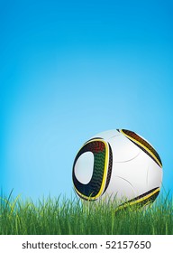 Soccer ball on Grass isolated on white background. Vector.