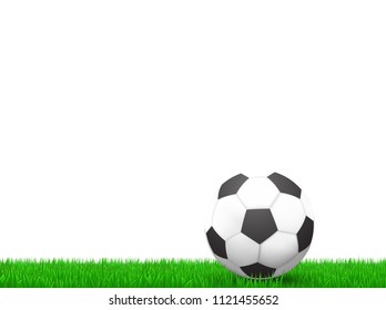 soccer ball  on grass over white