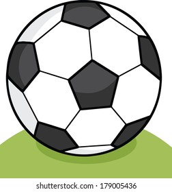 Soccer Ball On Grass. Vector Illustration Isolated on white