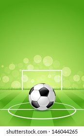 Soccer Ball on Green Background with Grass and Gridiron
