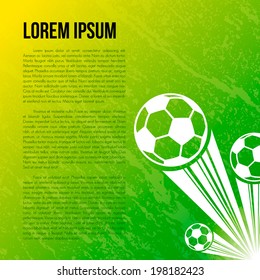 soccer ball on green background, Vector graphic