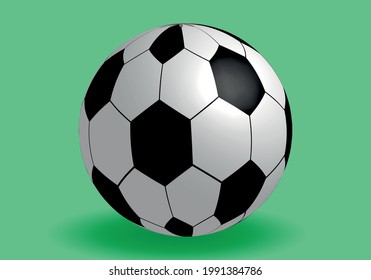 Soccer ball on green background.