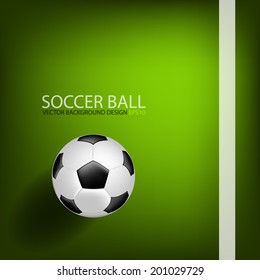 Soccer ball on green background for text and message design , Vector