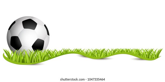 Soccer ball on green field. Football eps10 Vector.