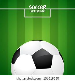 Soccer ball on green field with goal lines - background vector illustration