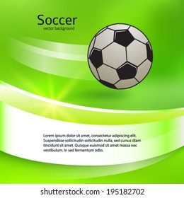 Soccer Ball On The Green Field. Vector Image EPS 10 For Flyer Design Perfect For Tailgate Parties, Football Invites, Newsletter Sports, Cover Page Background, Etc. File Contains Transparencies