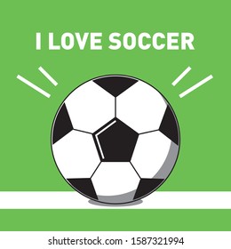 Soccer Ball on green football field vector design illustration