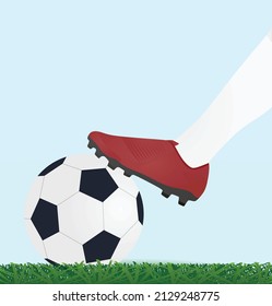 Soccer ball on ground. vector