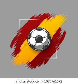 Soccer ball on grunge texture in red and ornage. Vector illustration