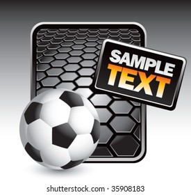 pelota de fútbol sobre fondo hexagonal
