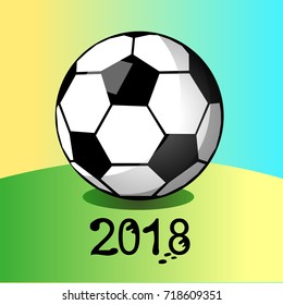 Soccer Ball. The ball is on the lawn. Vector illustration.
