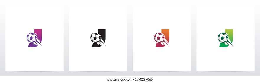 Soccer Ball On Letter Logo Design J