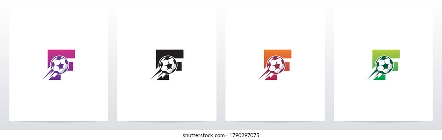 Soccer Ball On Letter Logo Design F