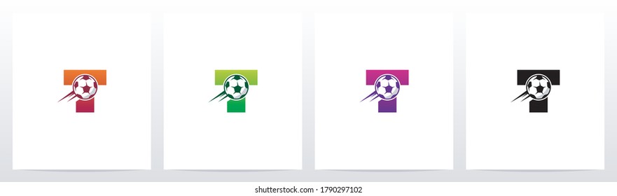 Soccer Ball On Letter Logo Design T