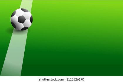Soccer ball on the line. Background. Illustration.