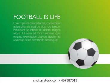 Soccer ball on the line. Background. Vector illustration.