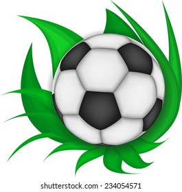 Soccer ball on lush grass. Created using gradient meshes. 