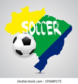 Soccer ball on map of Brazil, poster illustration