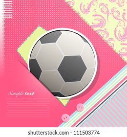 Soccer ball on pink background. Vector design.