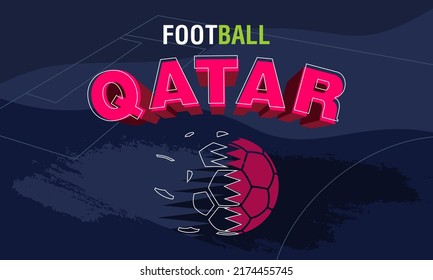 Soccer ball on QATAR flag abstract backgrounds, suitable for your project: logo, graphic, t-shirt, jacket, clothing,
 apparel poster, display, banner, brosur, templates,and more. 