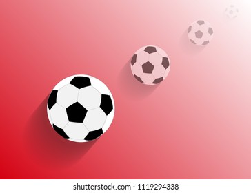 Soccer ball on red background. Vector illustration.