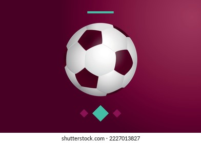 Soccer ball on a red background. Vector background for design.