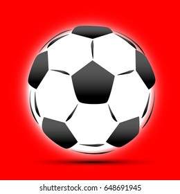 Soccer ball on red background