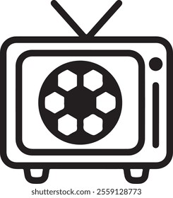 Soccer Ball on Retro TV Silhouette - Sports Broadcast Design