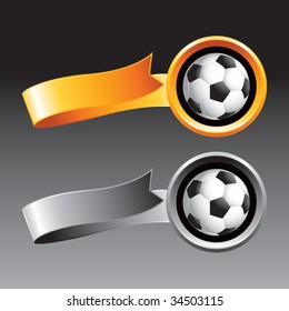 soccer ball on ribbon banners